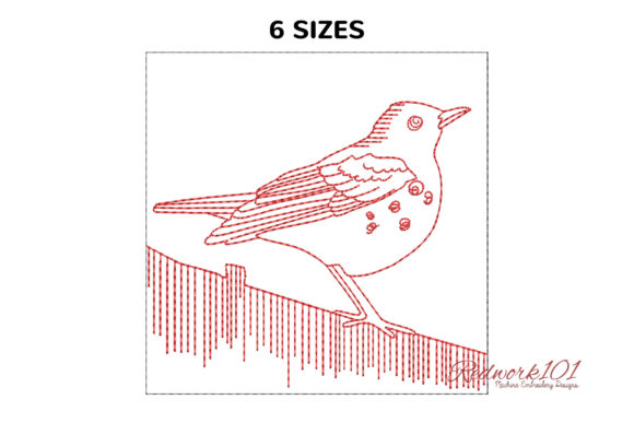 Bird Dusky Thrush on the Wall Redwork Review