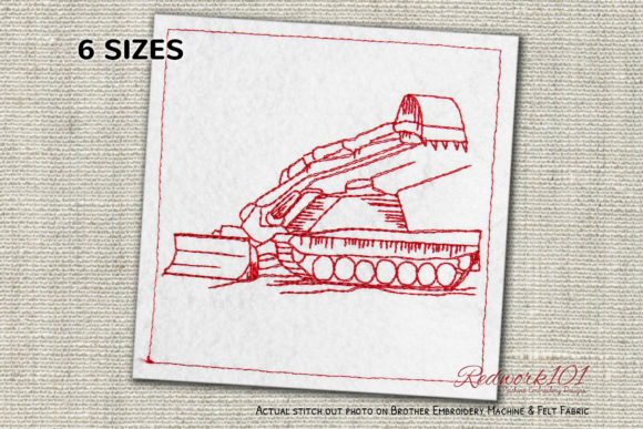 Military Engineering Vehicle: A Bold Redwork Design for Gifts