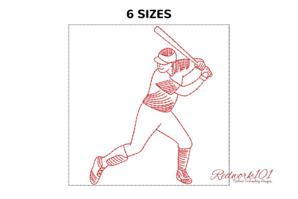 Review: Basball Player Swinging Redwork for Holiday Collections