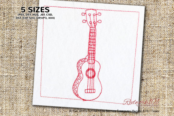 Ukulele Guitar: A Redwork Review for Boutique Sweatshirts
